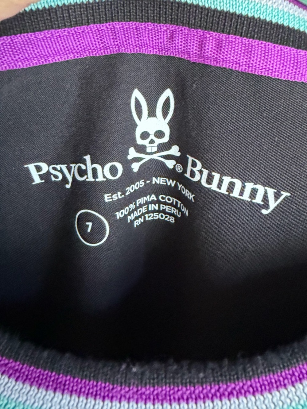 Psycho Bunny Black Short-Sleeve Ringer Tee with Purple & Mint Accents - Picture 4 of 5